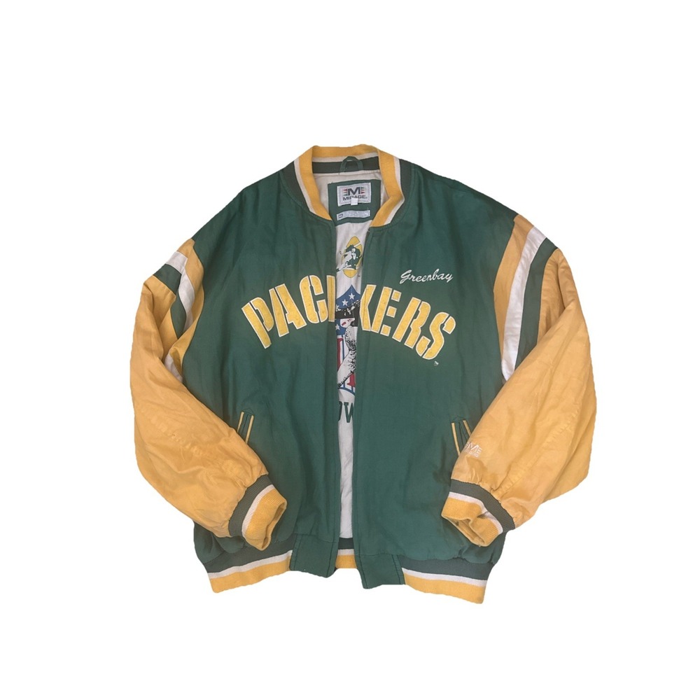 Vintage 90s Green Bay Packers Mirage Jacket Throwback 1966 1967 NFL Champion